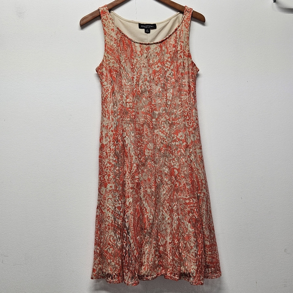 Womens Overlay Lace Sleeveless Knee Length Dress Size Small Boho Flowy Feminine